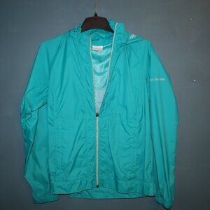 Medium Teal Columbia Hooded Rain jacket Anorak